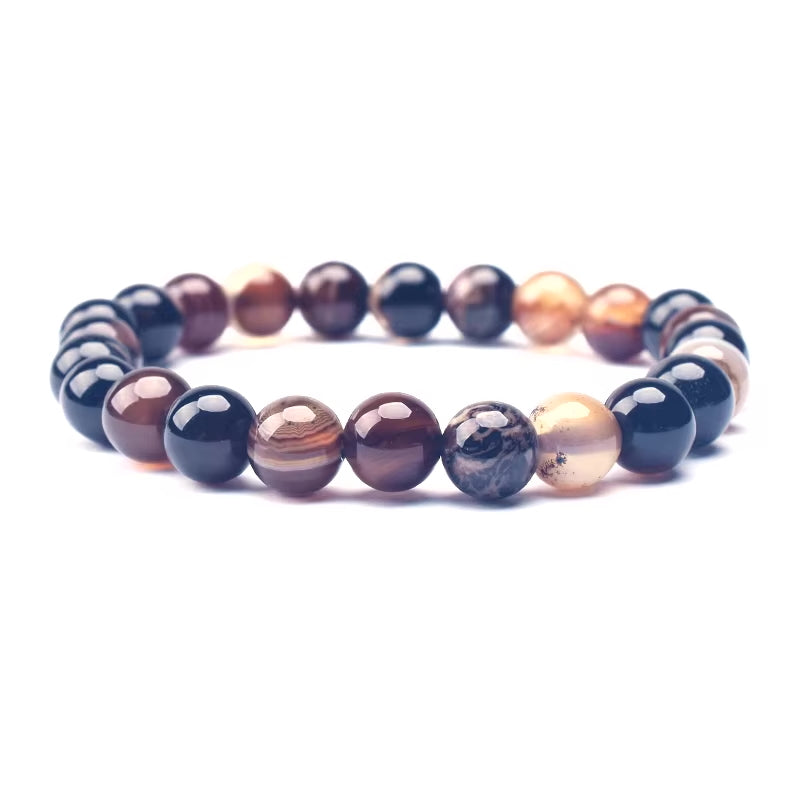 Line Agate Beaded Bracelet