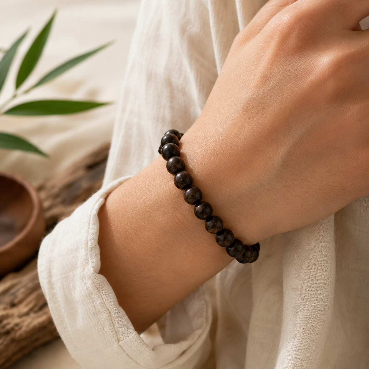 Vietnam Natural Wood Meditation Bracelet & Necklace Set – Monk-Blessed Jewelry