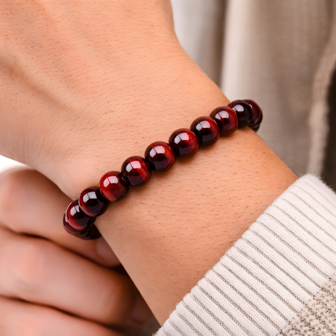Red Tiger Eye Beaded Bracelet