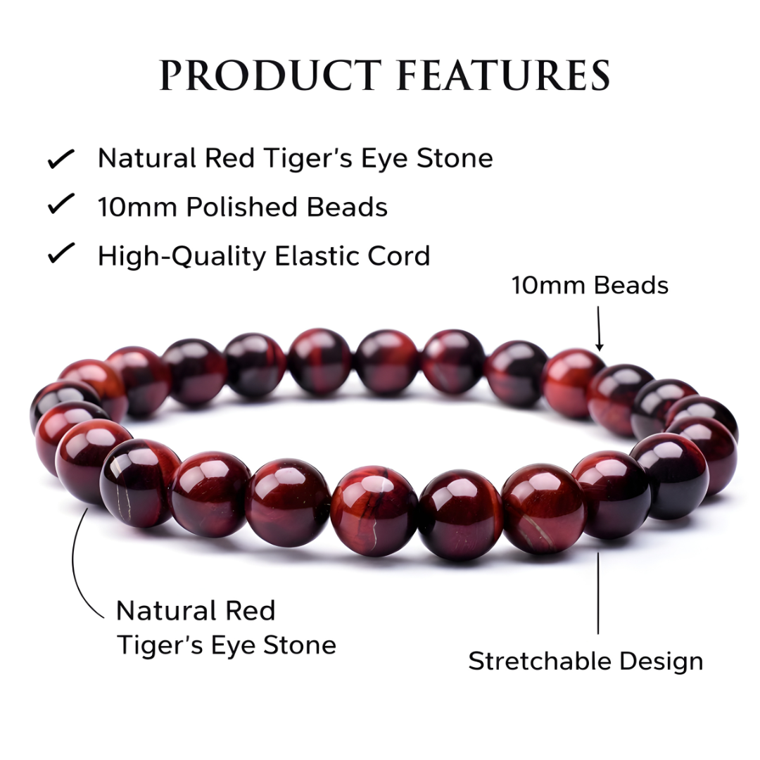 Red Tiger Eye Beaded Bracelet