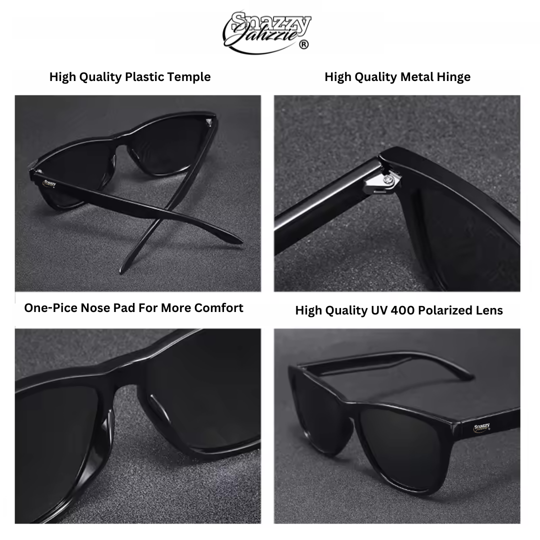 Snazzy Jahzzie All Black Ultralight Sunglasses – Polarized UV400 Retro Unisex Shades