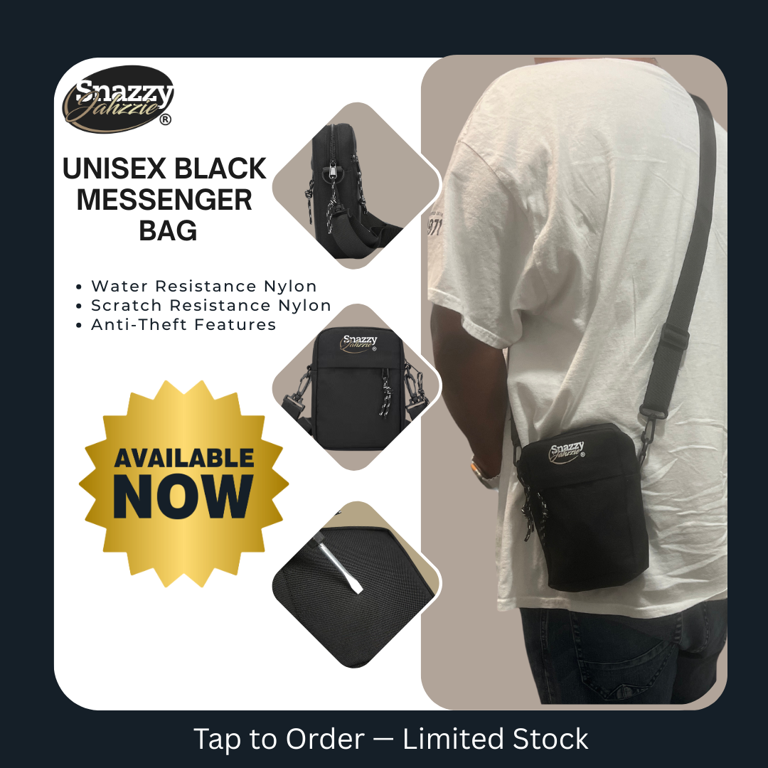 Snazzy Jahzzie Unisex Black Nylon Resistance Messenger Bag