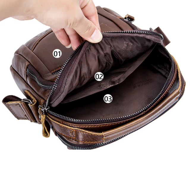 Luxury Leather Business Multifunction  Messenger Bag  With Shoulder Strap