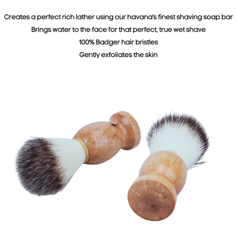 Cedar leather & cuban cigar shaving soap. Includes shaving brush & toiletry bag