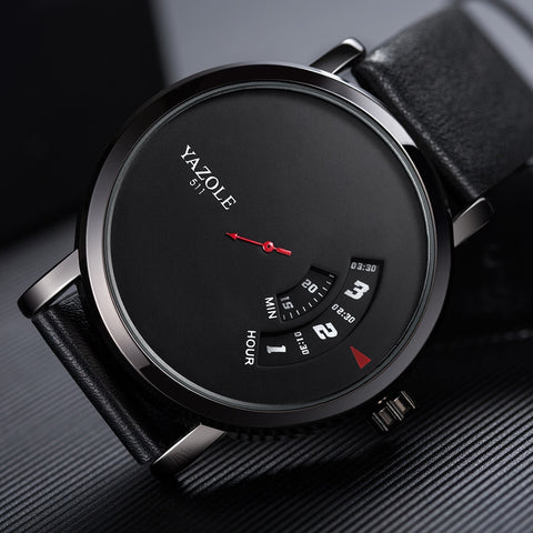 Men’s Quartz  Wrist Watch With Leather Strap