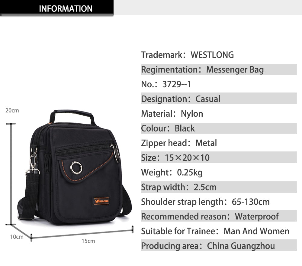 Small Travel Waterproof Multifunction  Messenger Bag with  Military Crossbody Shoulder Strap