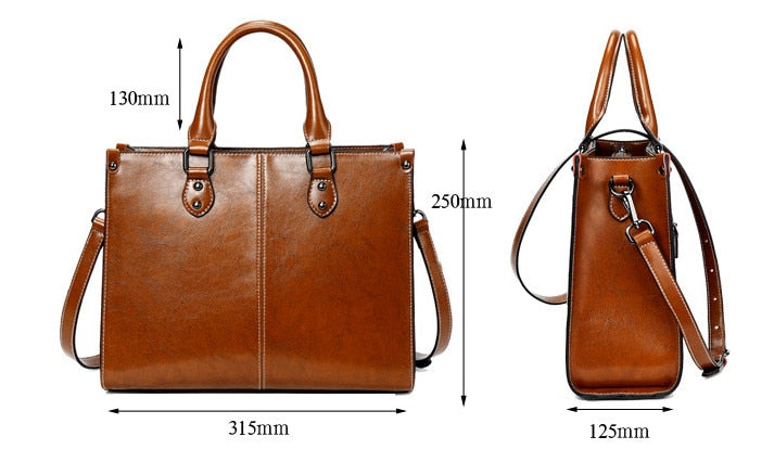 Genuine Leather Women's Handbag  With Shoulder Strap
