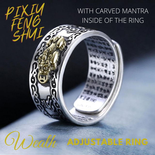 Pixiu Feng Shui Luck, Wealth & Protection Adjustable Ring  for Unisex