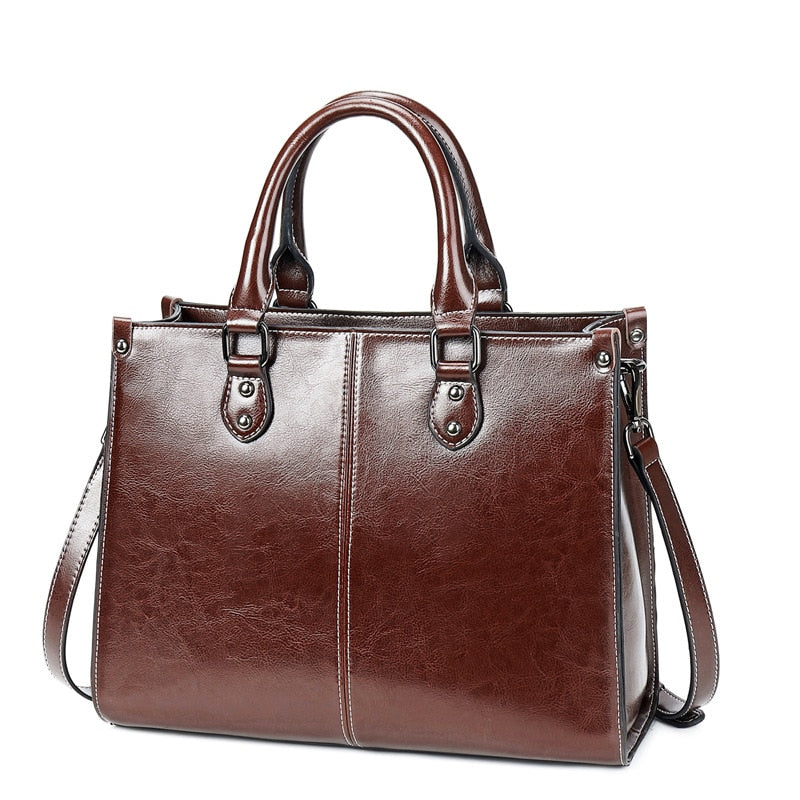 Genuine Leather Women's Handbag  With Shoulder Strap