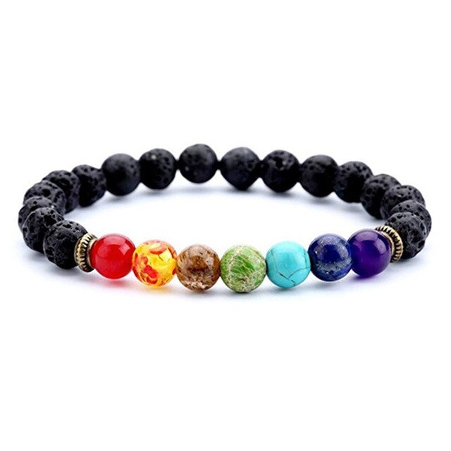 Unisex 7 Chakra All Natural Lava Stone Beaded Diffuser Bracelet