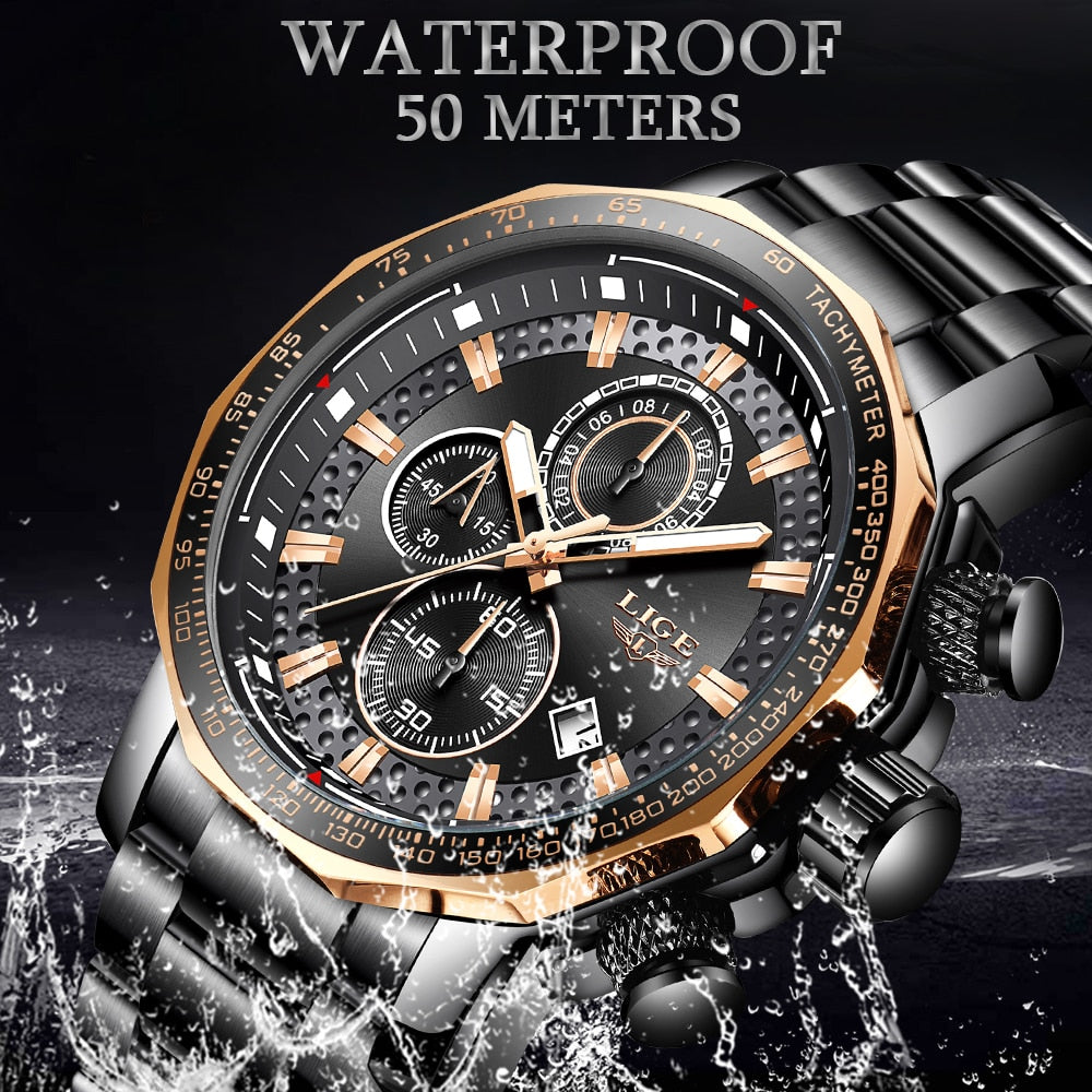 Luxury Stainless Steel Waterproof  Watch For Men