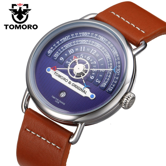 TOMORO Quartz  Watch with Genuine Leather Strap